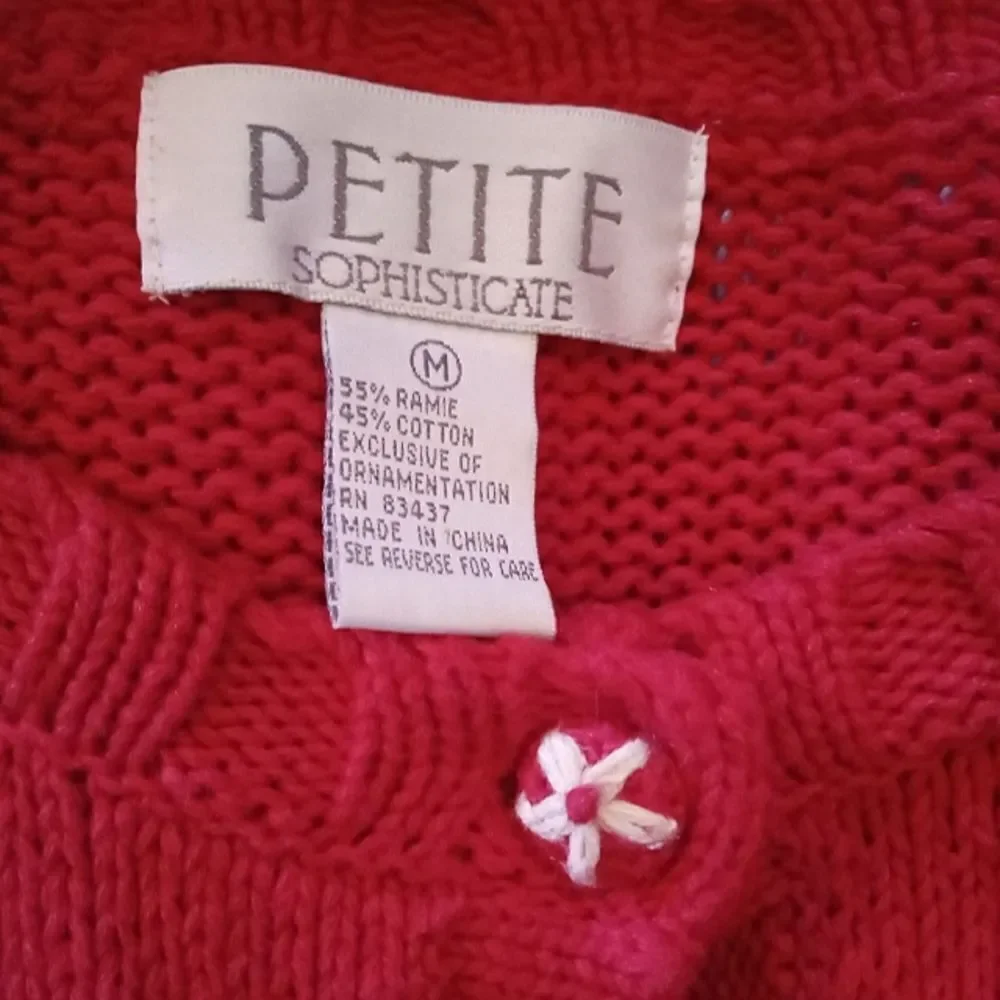 Vintage Petite Sophisticates Christmas Knit Fair Isle Button Up Cardigan Medium - Picture 7 of 7